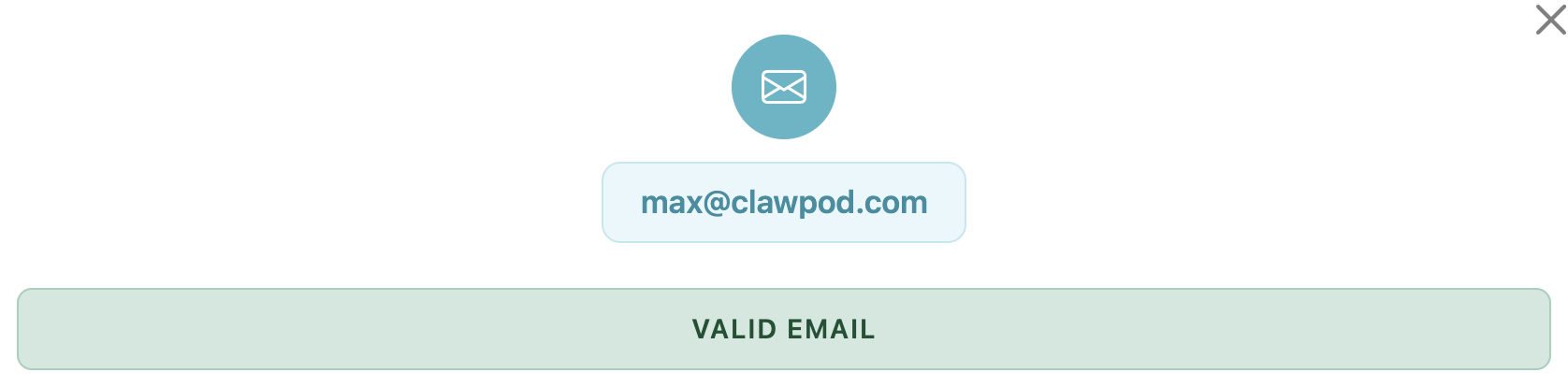Accurate email validation output from EmailsConfirmed
